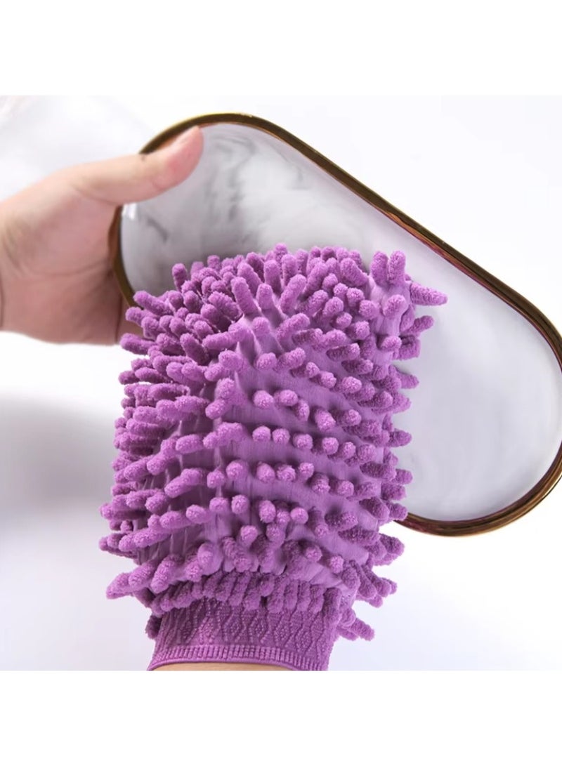 قفاز غسيل السيارات، قفاز مايكروفايبر لتنظيف و تمسيح السيارة، قفاز لتمسيح و تنظيف و غسيل الأسطح و الزجاج، قفاز منشفة مايكروفايبر متعدد الاستخدامات - لون بنفسجي - Image 5